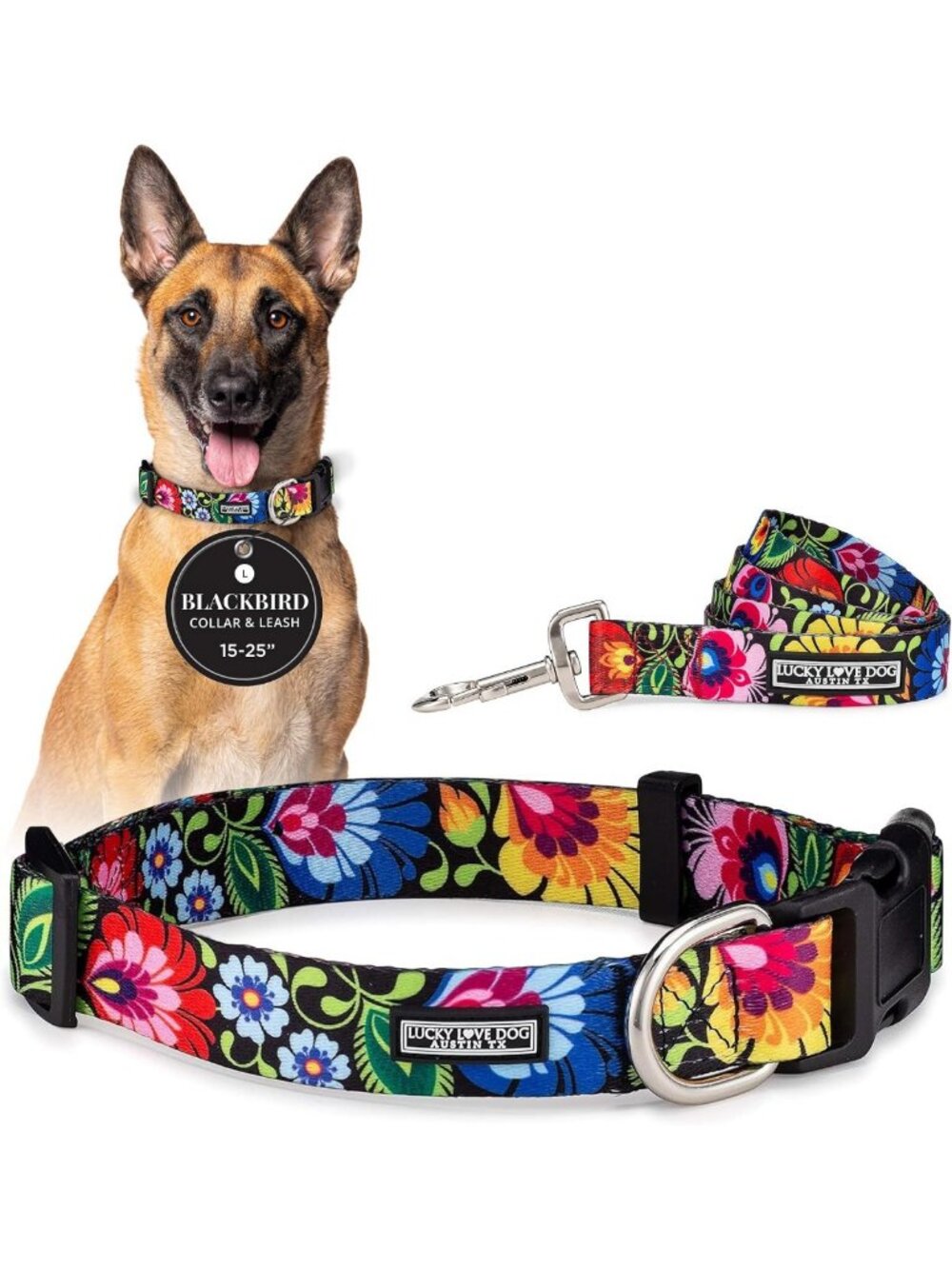 Stylish Black Dog Collar & Leash Set for Large Dogs - Cute & Durable Design